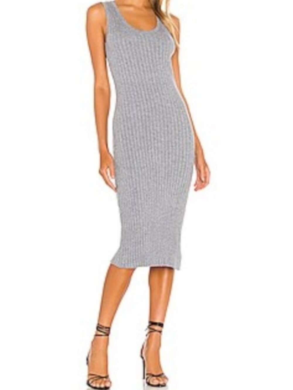 Cupcakes and Cashmere Macy Gray Ribbed Midi Dress Sz S $158 - Picture 2 of 4